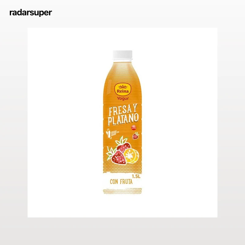 REINA Yogur líquido para beber con sabor a fresa y plátano 1,5 l.