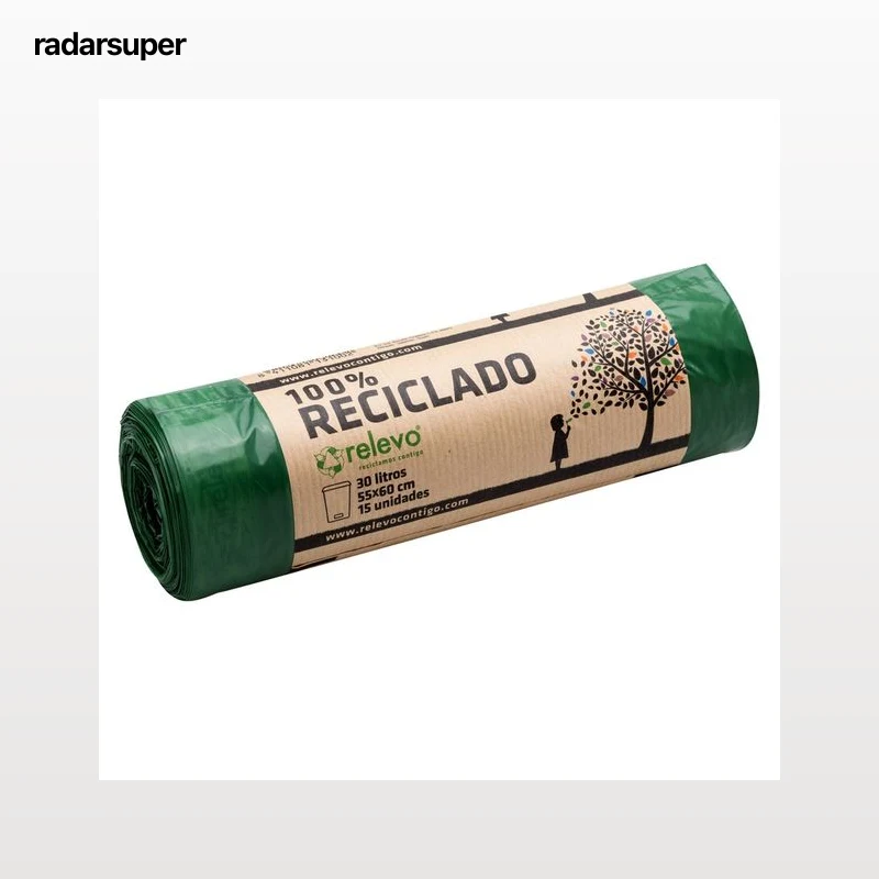 RELEVO Bolsas basura 100 % reciclada 30 l. 15 uds.