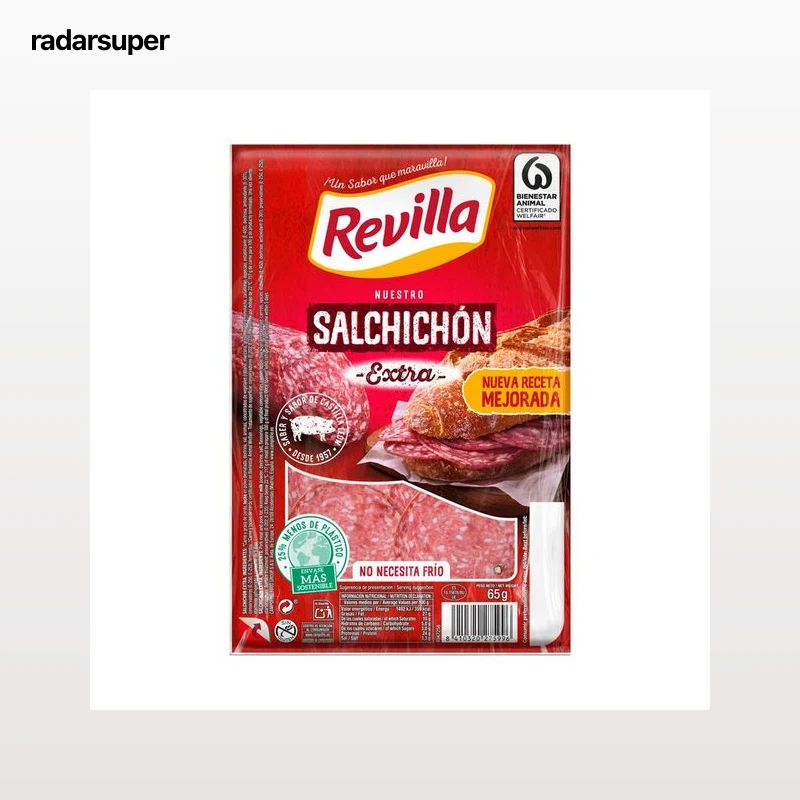 REVILLA Salchichón de calidad extra, elaborado sin gluten y cortado en lonchas REVILLA 65 g.