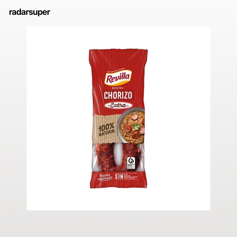 REVILLA Sarta de chorizo dulce extra, elaborado sin gluten, sin colorantes ni colorantes REVILLA 250 g.