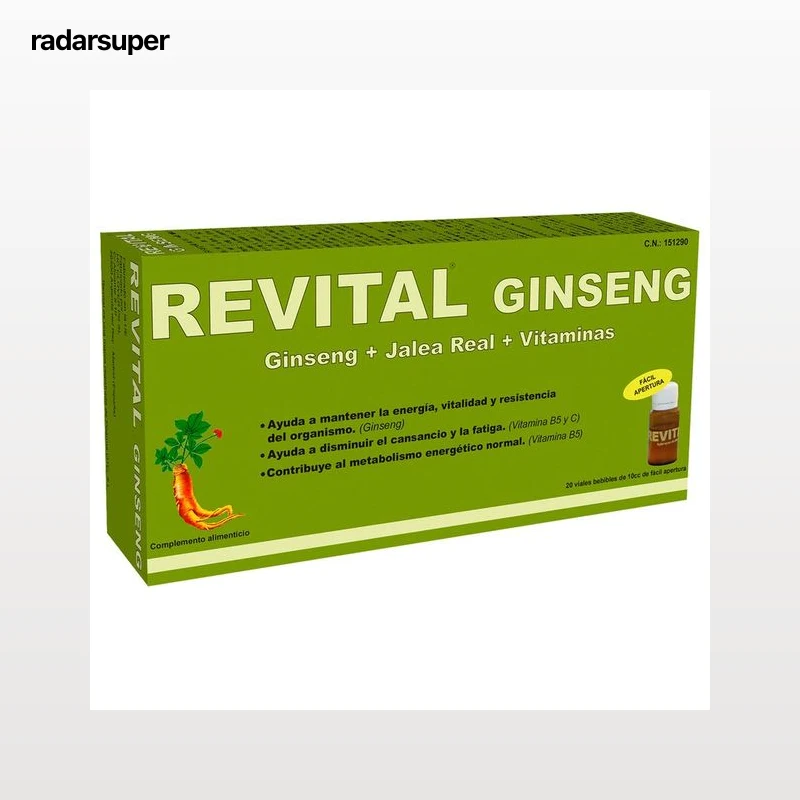 REVITAL Ginseng Complemento alimenticio, ayuda a disminuir el cansancio y la fatiga 20 uds.