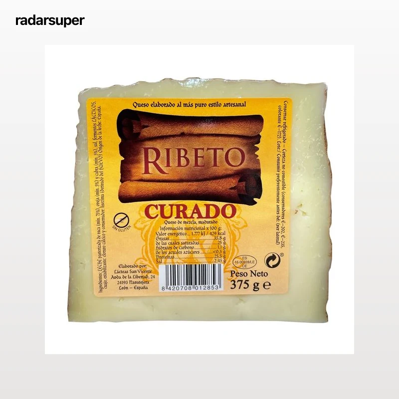 RIBETO Cuña de queso curado elaborado de forma artesanal RIBETO 375 g.
