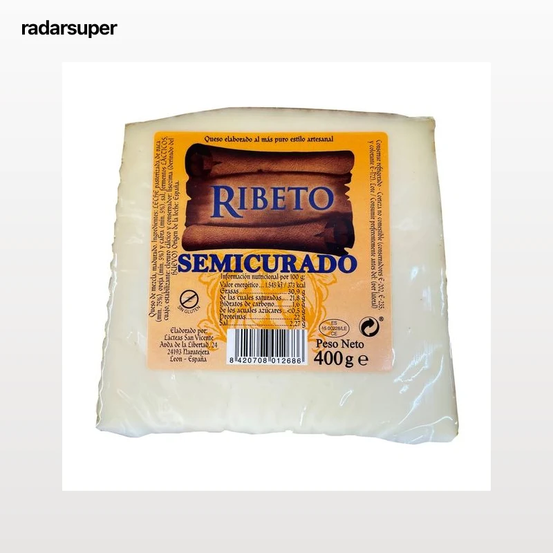RIBETO Cuña de queso semicurado elaborado de forma artesanal RIBETO 400 g.