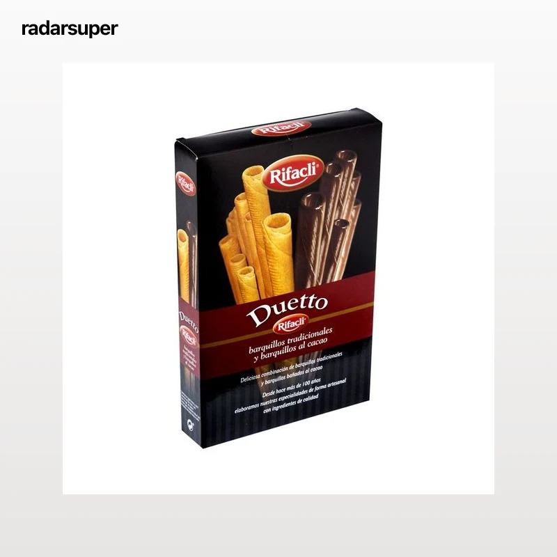 RIFACLI Galletas Duetto barquillos tradicionales y barquillos al cacao 140 g.