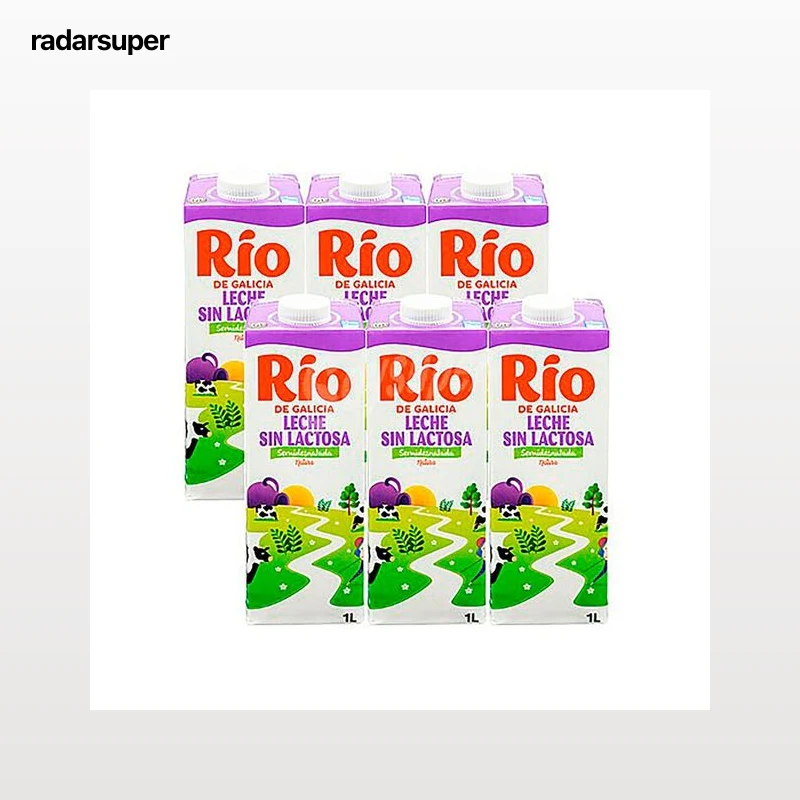 RÍO Leche de vaca semidesnatada y sin lactosa, de origen 100% gallego RIO Natural 6 x 1 l.