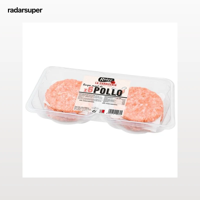 ROLER Burger meat de pollo elaboradas sin gluten 6 x 90 g.
