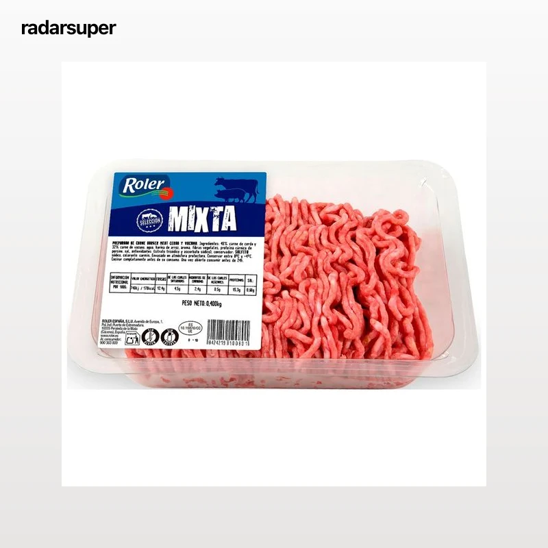 ROLER Selección Bandeja de preparado de carne picada (burger meat) mixta (vacuno-cerdo) 400 g.