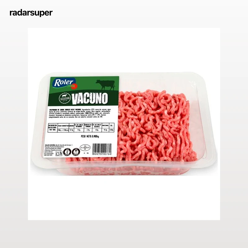 ROLER Selección Bandeja de preparado de carne picada de vacuno, elaborada sin gluten ni lactosa 400 g.