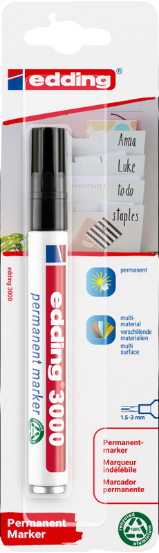Rotulador permanente negro 3000 Edding 1 ud
