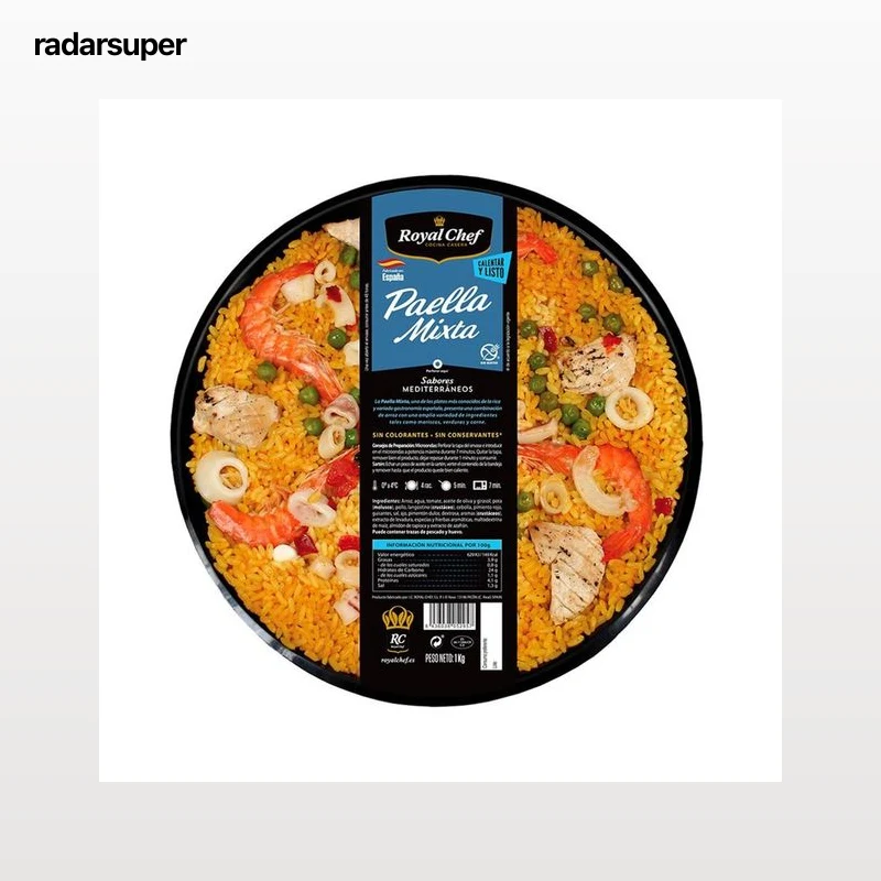 ROYAL CHEF Paella mixta sin gluten, lista para calentar y comer 1 kg.