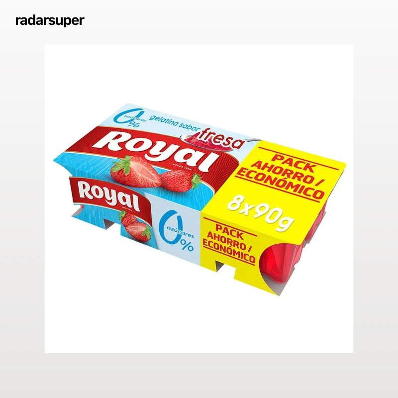 ROYAL Gelatina con 0% azucares y sabor a fresa ROYAL 8 x 90 g.