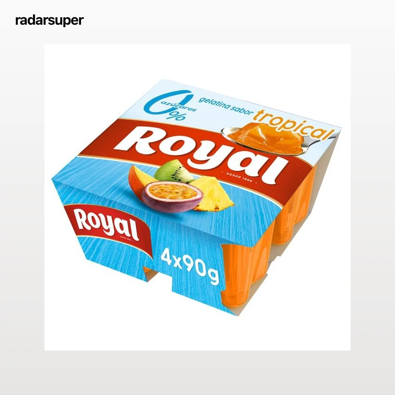 ROYAL Gelatina 0% azúcares con sabor tropical ROYAL 4 x 100 g.