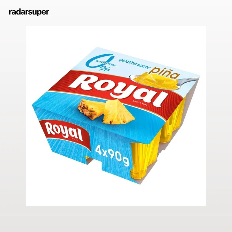 ROYAL Gelatina refrigerada sabor piña 0% ROYAL 4 x 90 g.