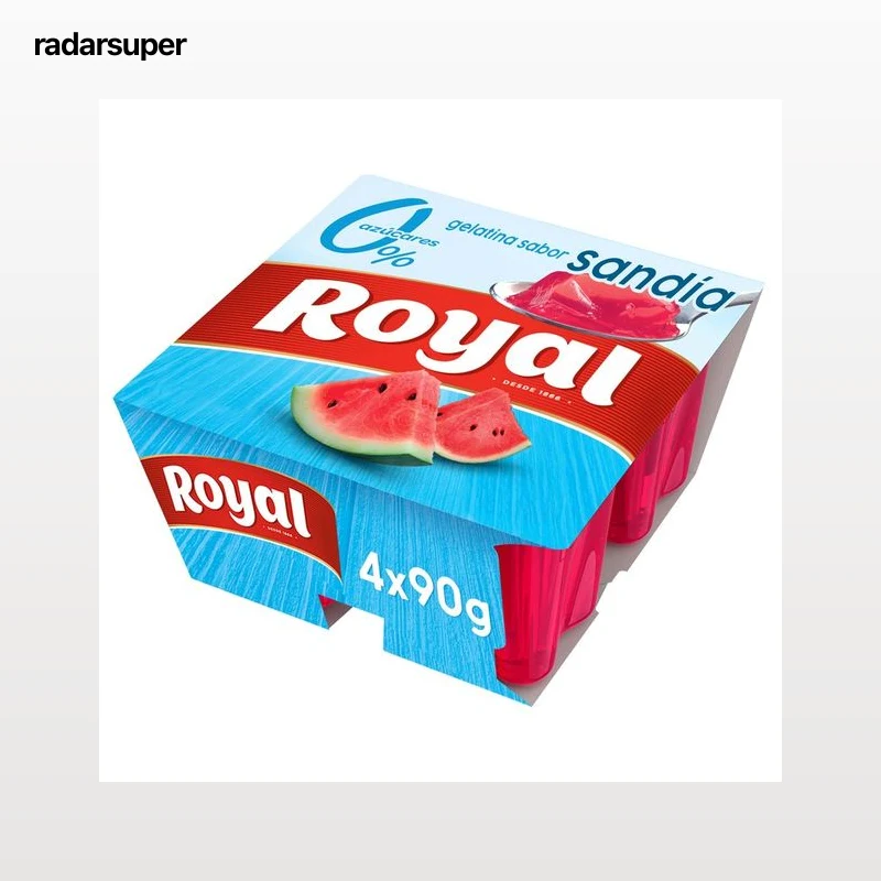 ROYAL Gelatina con sabor a sandía, sin azúcares añadidos ROYAL 4 x 90 g.
