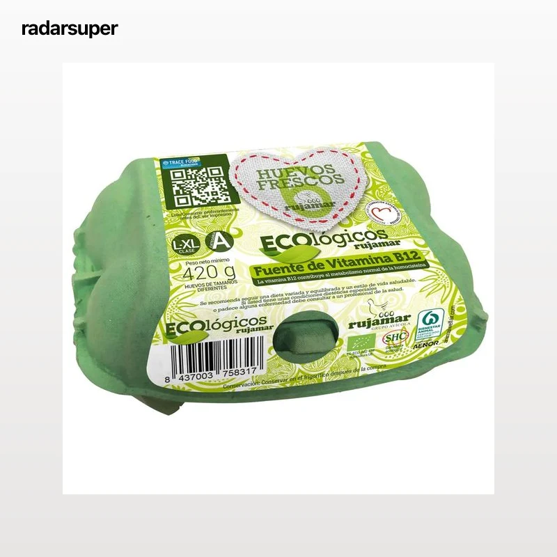 RUJAMAR Huevos de producción ecológica de categoria A y clase L-XL 6 uds.