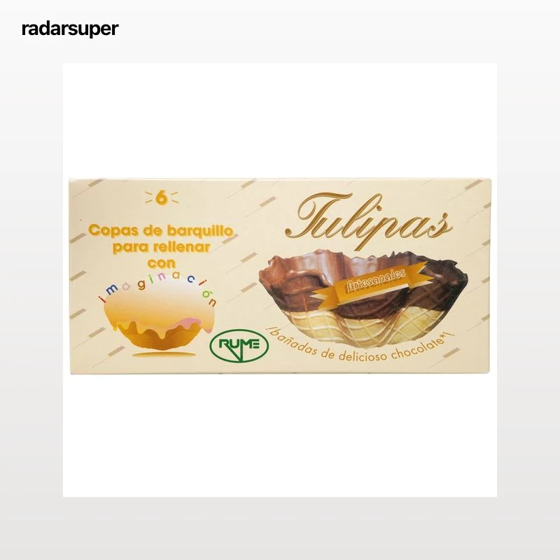 RUME Tulipas de barquillo bañadas en chocolate 100 g pack de 6 uds
