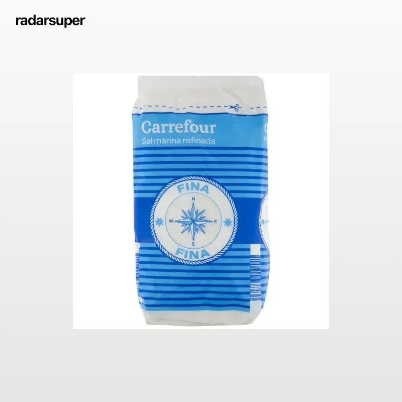 Sal marina refinada fina Carrefour 1 kg.