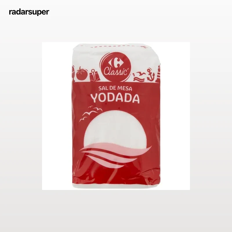 Sal marina yodada fina Classic Carrefour 1 kg.