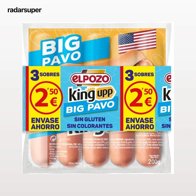 Salchicha Big pavo ElPozo pack 3 x 200g