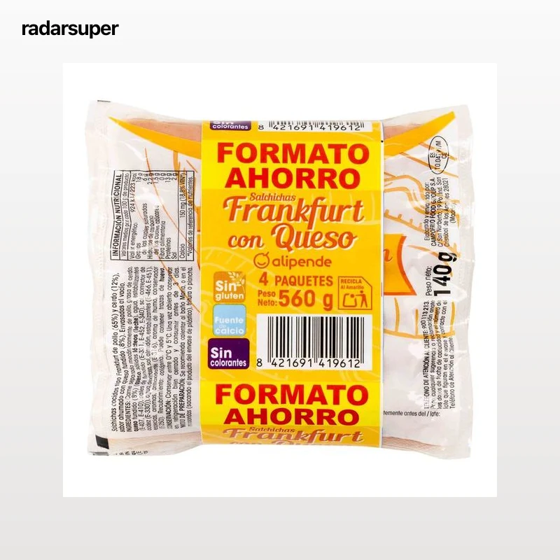 Salchicha frankfurt con queso Alipende 140g pack 4 uds