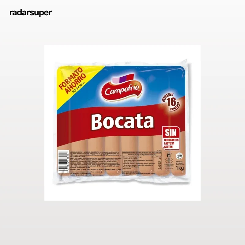 Salchicha Hot Dog Campofrío sin gluten y sin lactosa 1 kg.