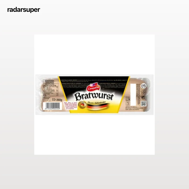 Salchichas alemanas cocidas tipo Bratwurst Campofrío sin gluten 260 g.