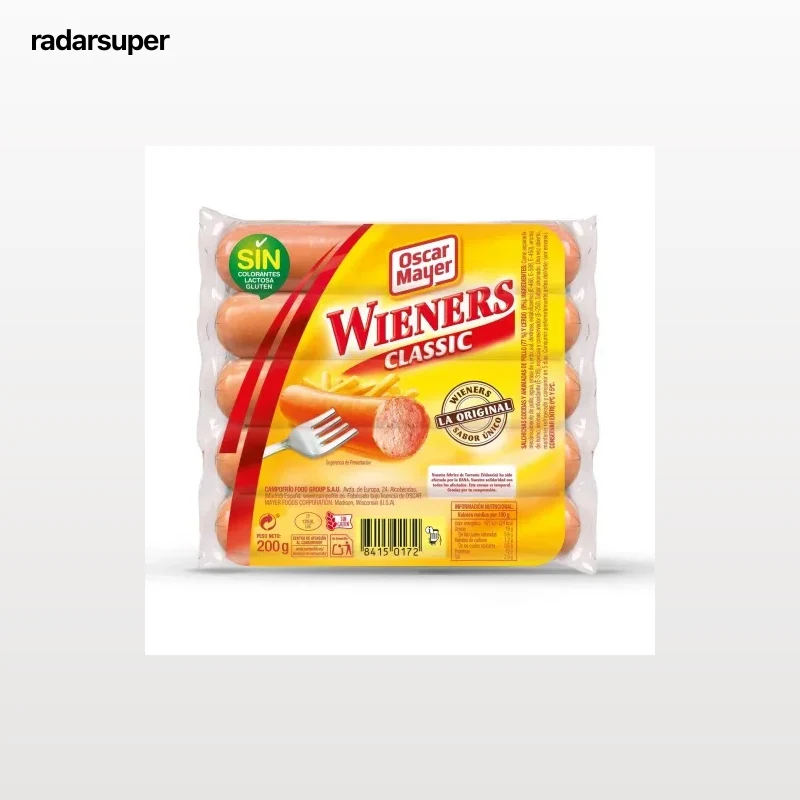Salchichas classic Wieners Oscar Mayer sin gluten 200 g.