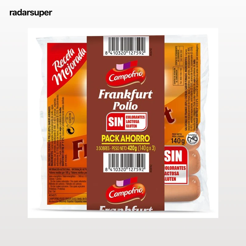 Salchichas cocidas Frankfurt de pollo Campofrío 3 x 140 g