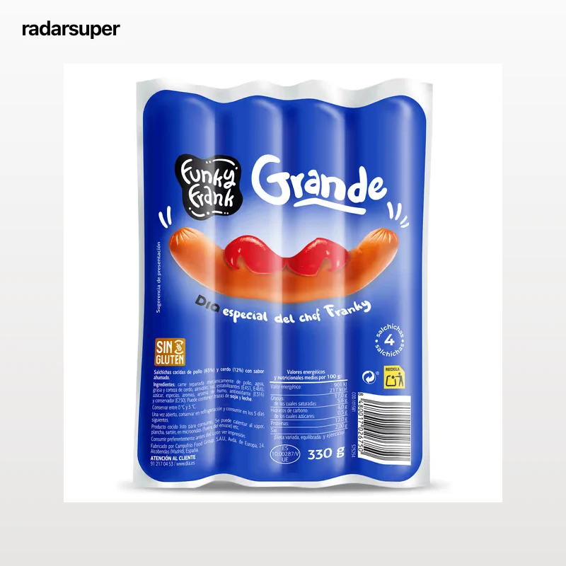 Salchichas cocidas grandes Dia Funky Frank 330 g