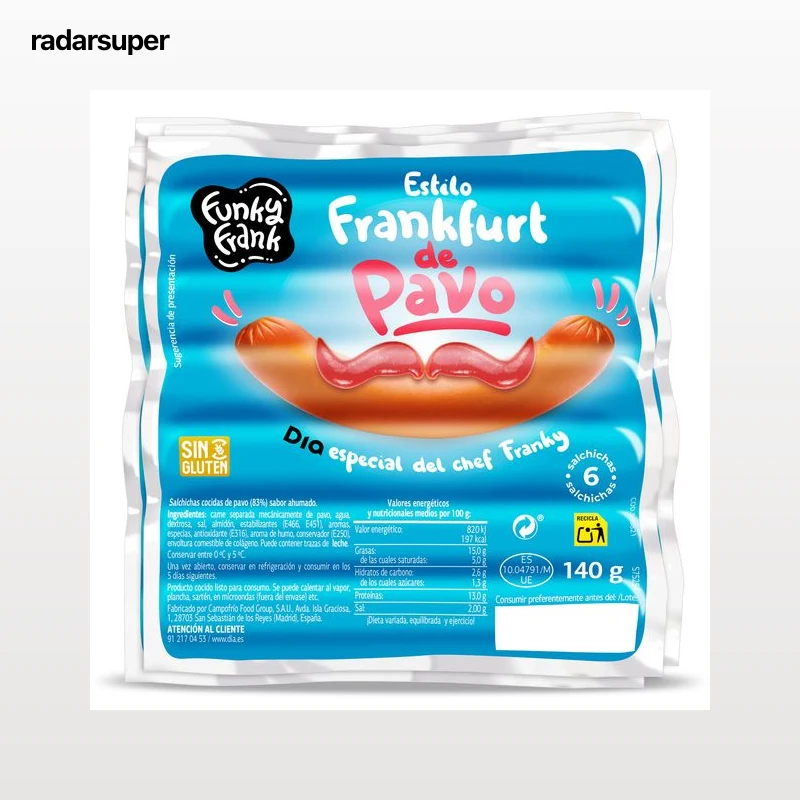 Salchichas Frankfurt de pavo Dia Funky Frank 4 x 140 g