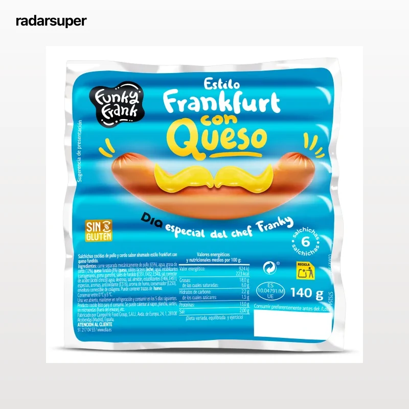 Salchichas frankfurt con queso Dia Funky Frank 4 x 140 g