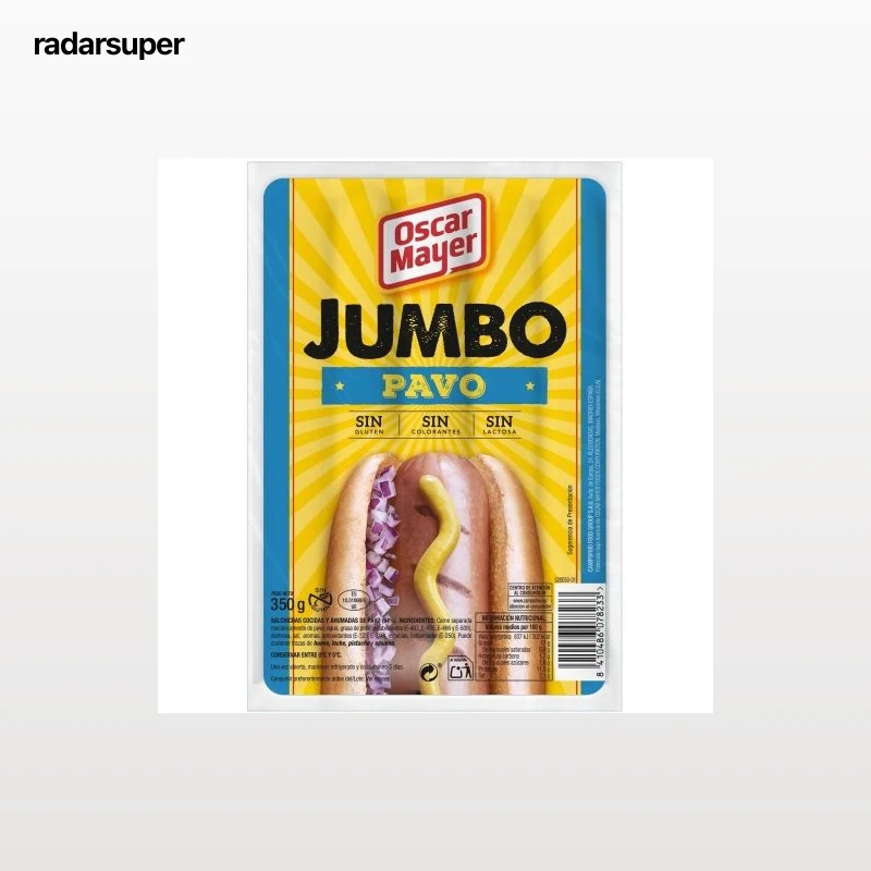 Salchichas Jumbo de pavo Oscar Mayer sin gluten sin lactosa 350 g.