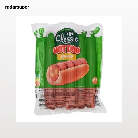 Salchichas pollo, pavo, queso tipo hot dog Carrefour sin gluten 375 g.