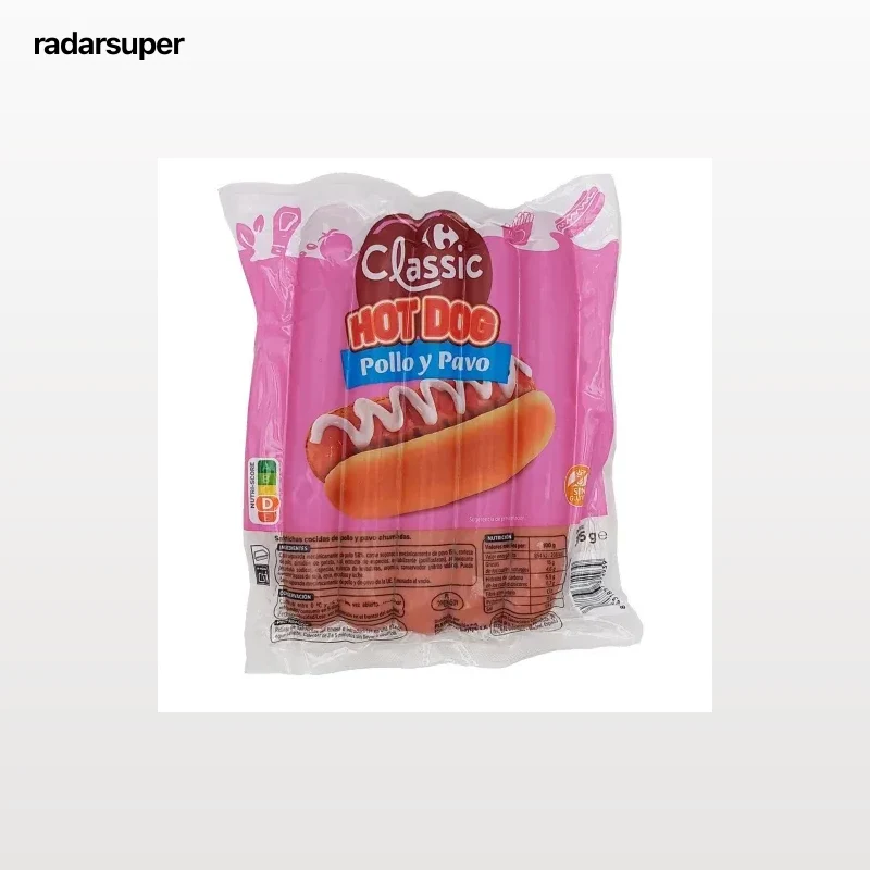 Salchichas pollo y pavo tipo hot dog Carrefour 375 g.