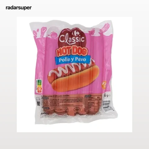 Salchichas pollo y pavo tipo hot dog Carrefour 375 g.