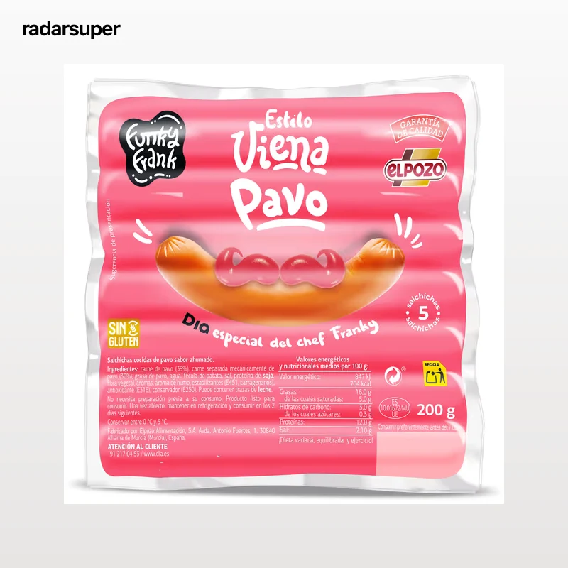 Salchichas viena de pavo Dia Funky Frank 3 x 200 g