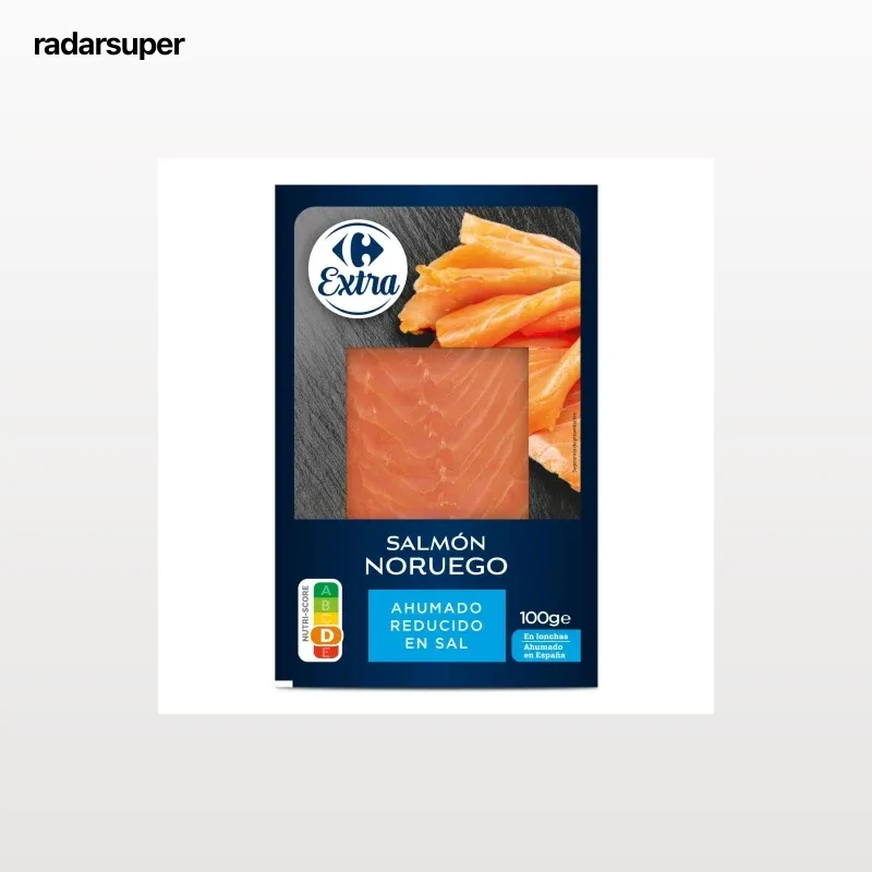 Salmón noruego ahumado reducido en sal Carrefour Extra 100 g.