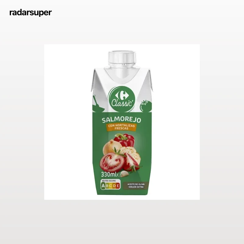 Salmorejo con aceite de oliva virgen extra Carrefour Classic pack de 3 unidades de 330 ml.