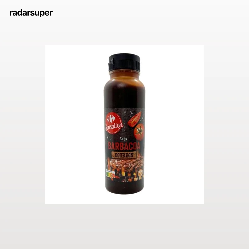 Salsa barbacoa al bourbon Sensation Carrefour sin gluten bote 330 g.