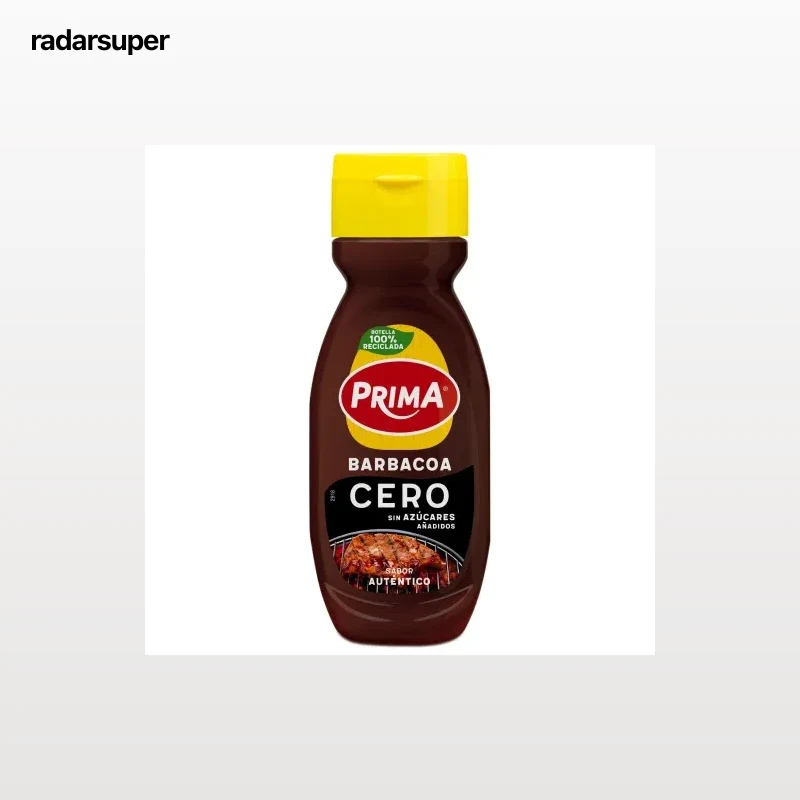 Salsa barbacoa Cero Prima sin gluten y sin azúcar añadido envase 265 g.