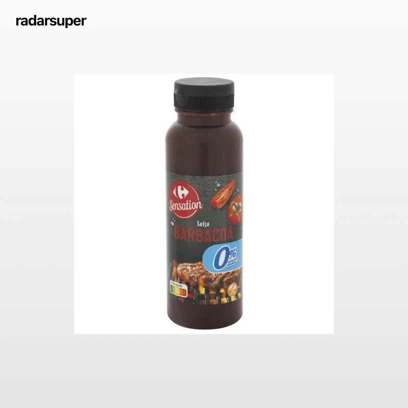 Salsa barbacoa Sensation Carrefour sin gluten y sin azúcar añadido envase 310 g.
