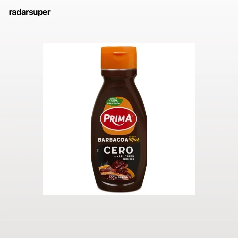 Salsa BBQ sabor miel cero Prima sin gluten y sin azúcar añadido 420 g.
