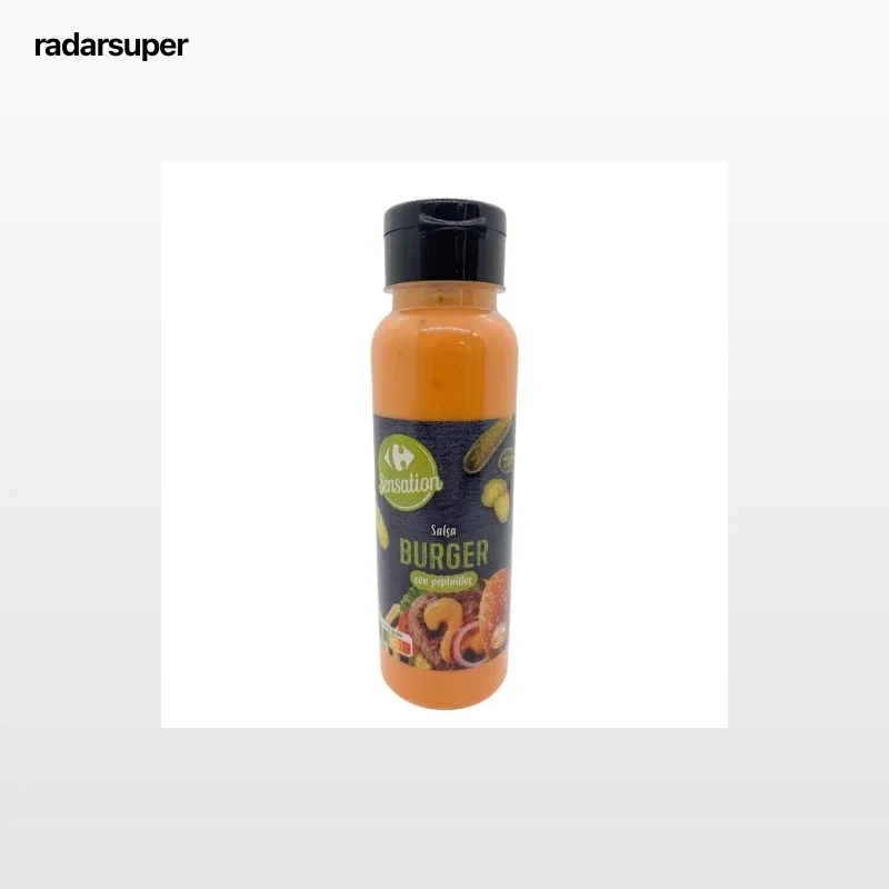 Salsa burguer con pepinillos Sensation Carrefour sin gluten bote 315 g.