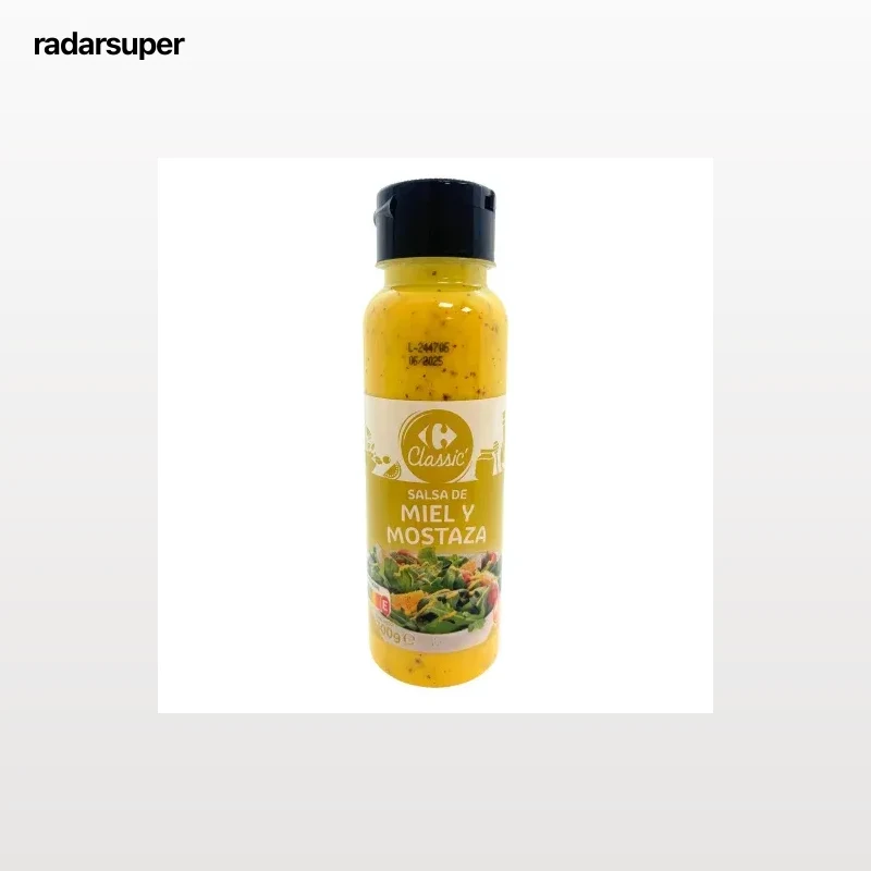 Salsa de miel y mostaza Carrefour Classic sin gluten envase 300 g.