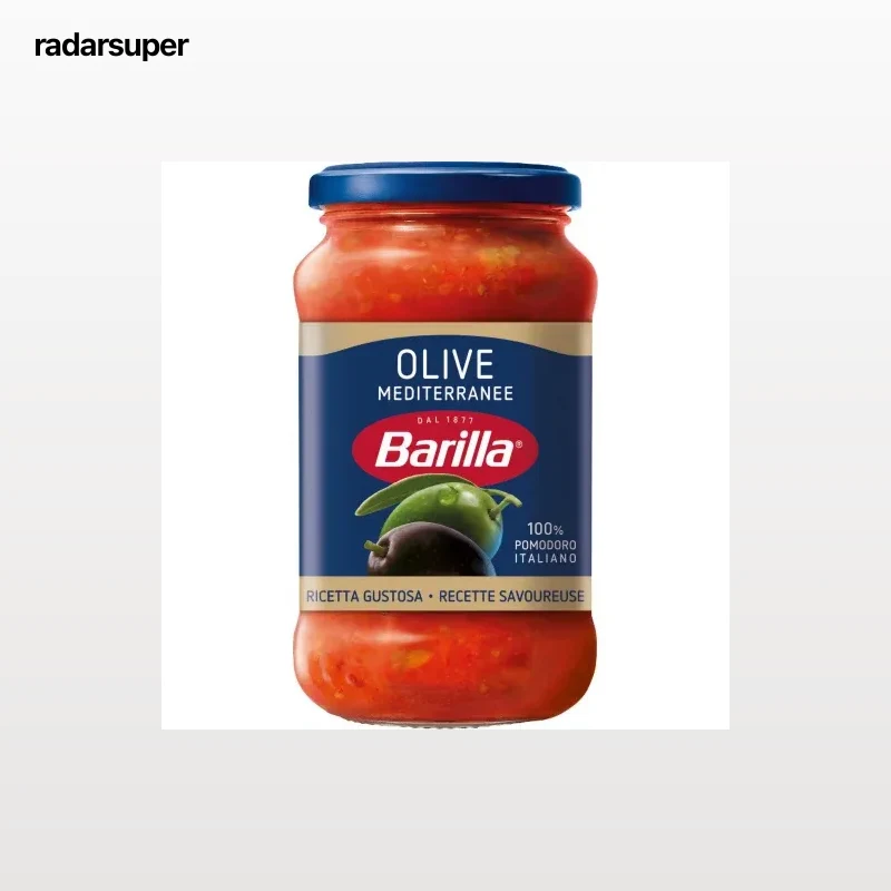 Salsa de tomate con olivas mediterráneas Barilla tarro 400 g.