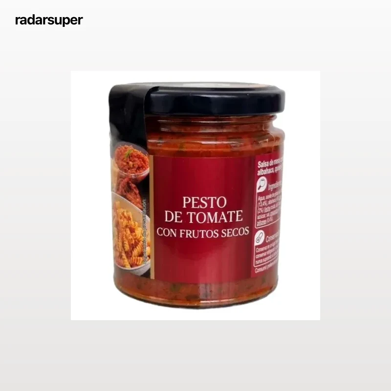 Salsa pesto con tomate y frutos secos Extra Carrefour 220 g.