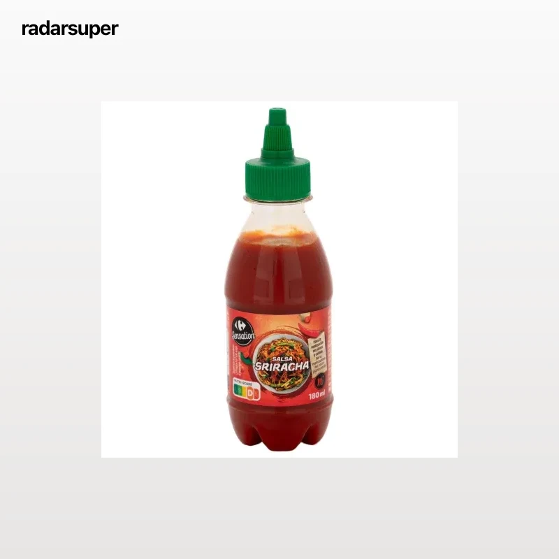 Salsa sriracha Sensation Carrefour envase 180 ml.