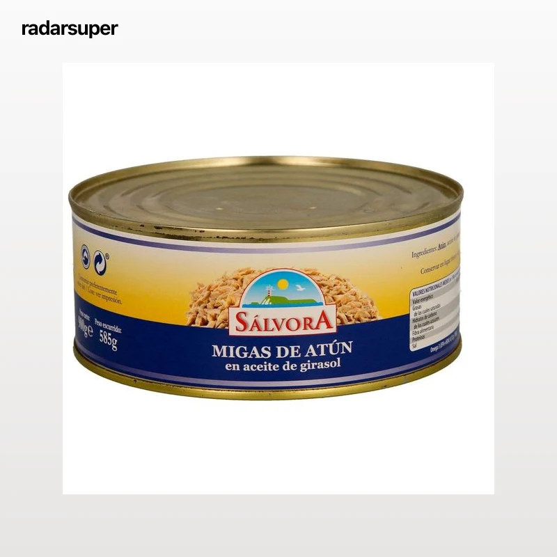 SÁLVORA Atún en aceite de girasol en migas lata de 585 g.