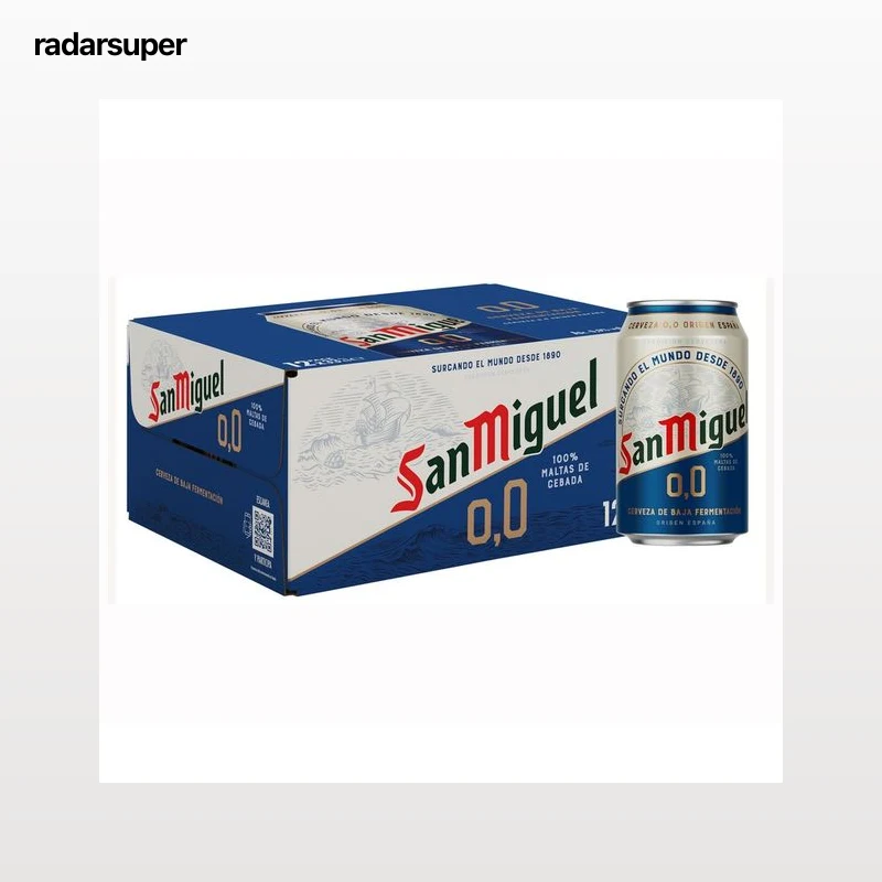 SAN MIGUEL Cerveza sin alcohol 0.0% pack de 12 uds x 33 cl.