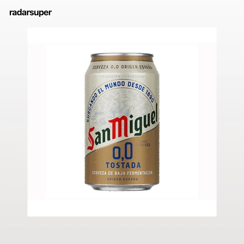 SAN MIGUEL Cerveza tostada sin alcohol (0,0% Vol.) lata de 33 cl.